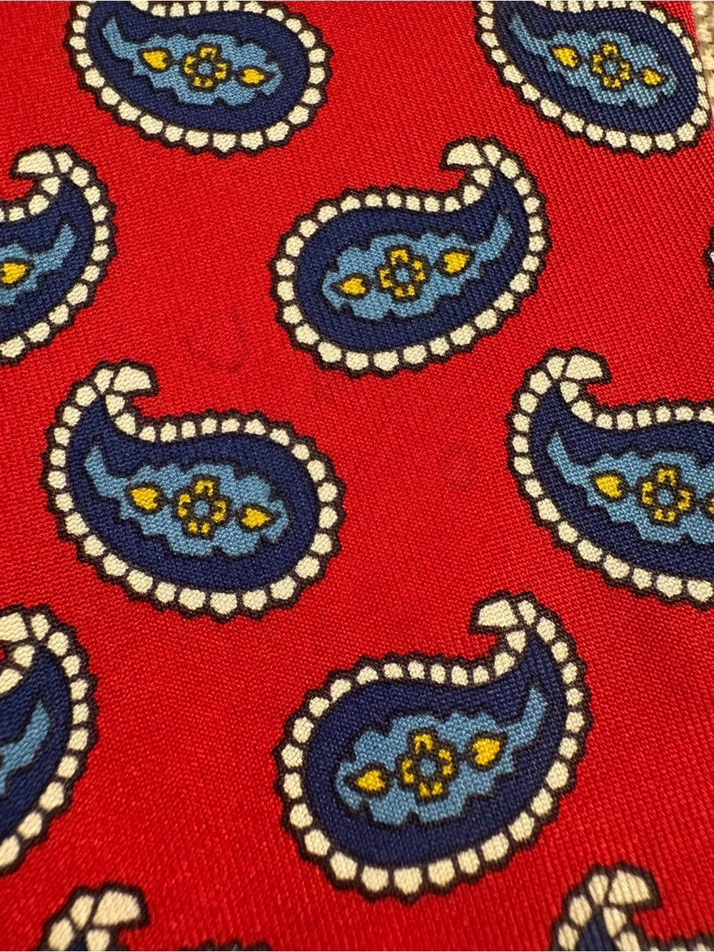 Turnbull & Asser London 100% Silk Red Paisley Tie Made in England 3.75”
